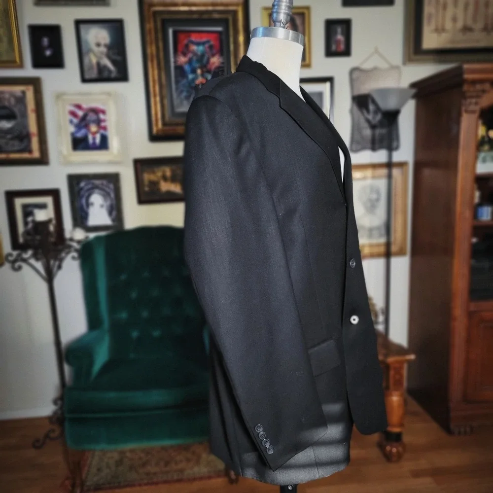 Perry Ellis Portfolio‎ Blazer Black Mens 3 Button Sport Coat Jacket Professional